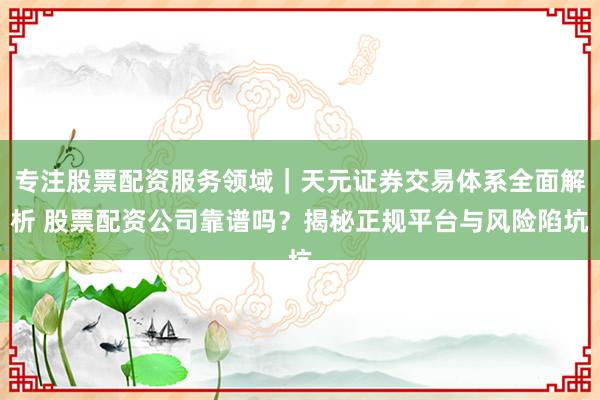 专注股票配资服务领域｜天元证券交易体系全面解析 股票配资公司靠谱吗？揭秘正规平台与风险陷坑
