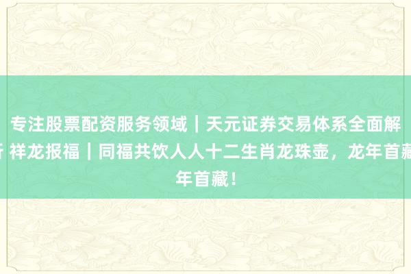 专注股票配资服务领域｜天元证券交易体系全面解析 祥龙报福｜同福共饮人人十二生肖龙珠壶，龙年首藏！