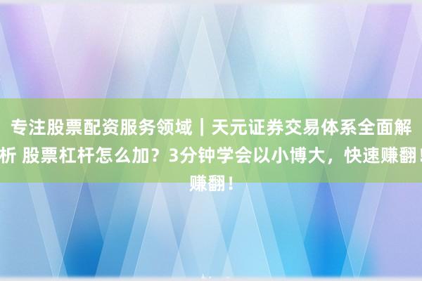 专注股票配资服务领域|天元证券交易体系全面解析 股票杠杆怎么加?3分钟学会以小博大,快速赚翻!