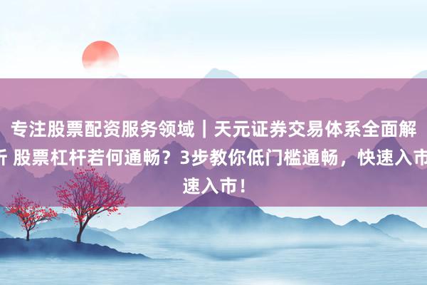 专注股票配资服务领域｜天元证券交易体系全面解析 股票杠杆若何通畅？3步教你低门槛通畅，快速入市！