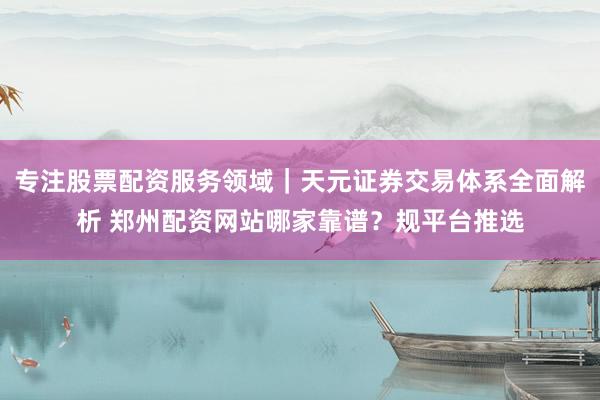 专注股票配资服务领域｜天元证券交易体系全面解析 郑州配资网站哪家靠谱？规平台推选
