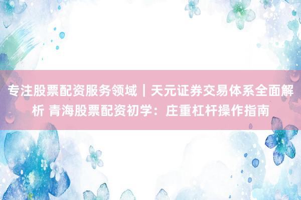 专注股票配资服务领域｜天元证券交易体系全面解析 青海股票配资初学：庄重杠杆操作指南